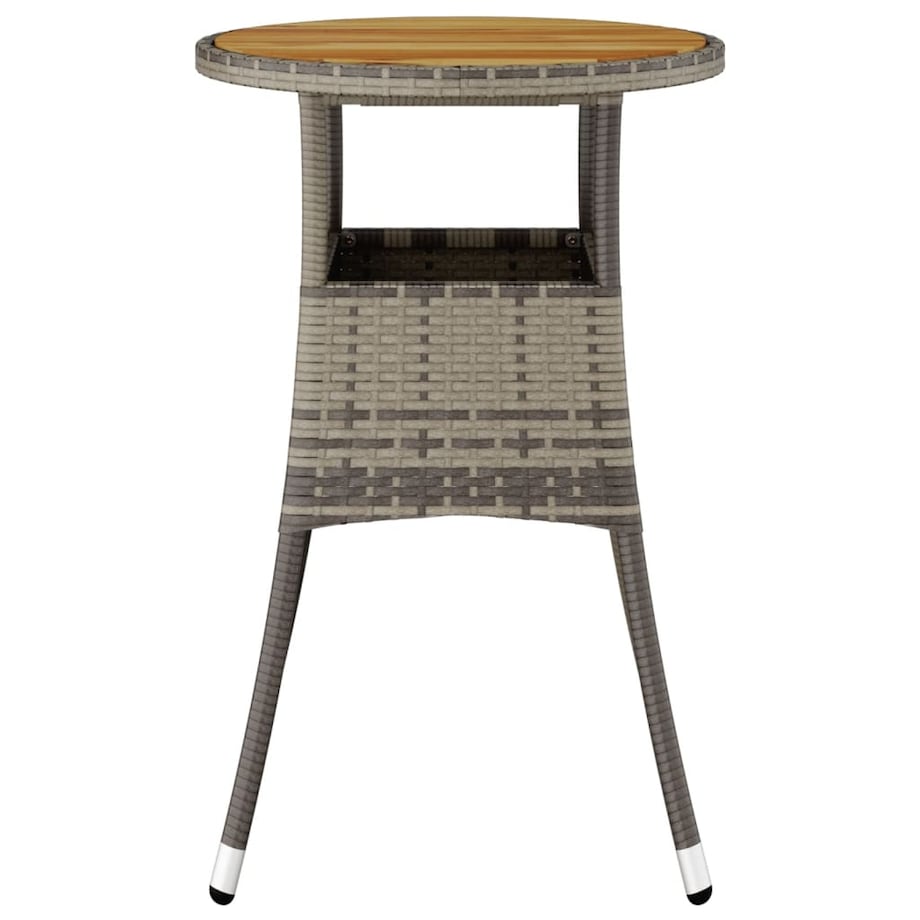 vidaXL Stolik ogrodowy, Ø60x75 cm, drewno akacjowe i rattan PE, szary