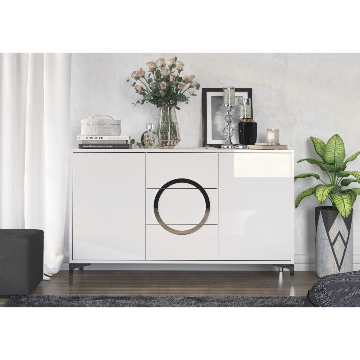 Biała nowoczesna komoda Dancan EVA | połysk