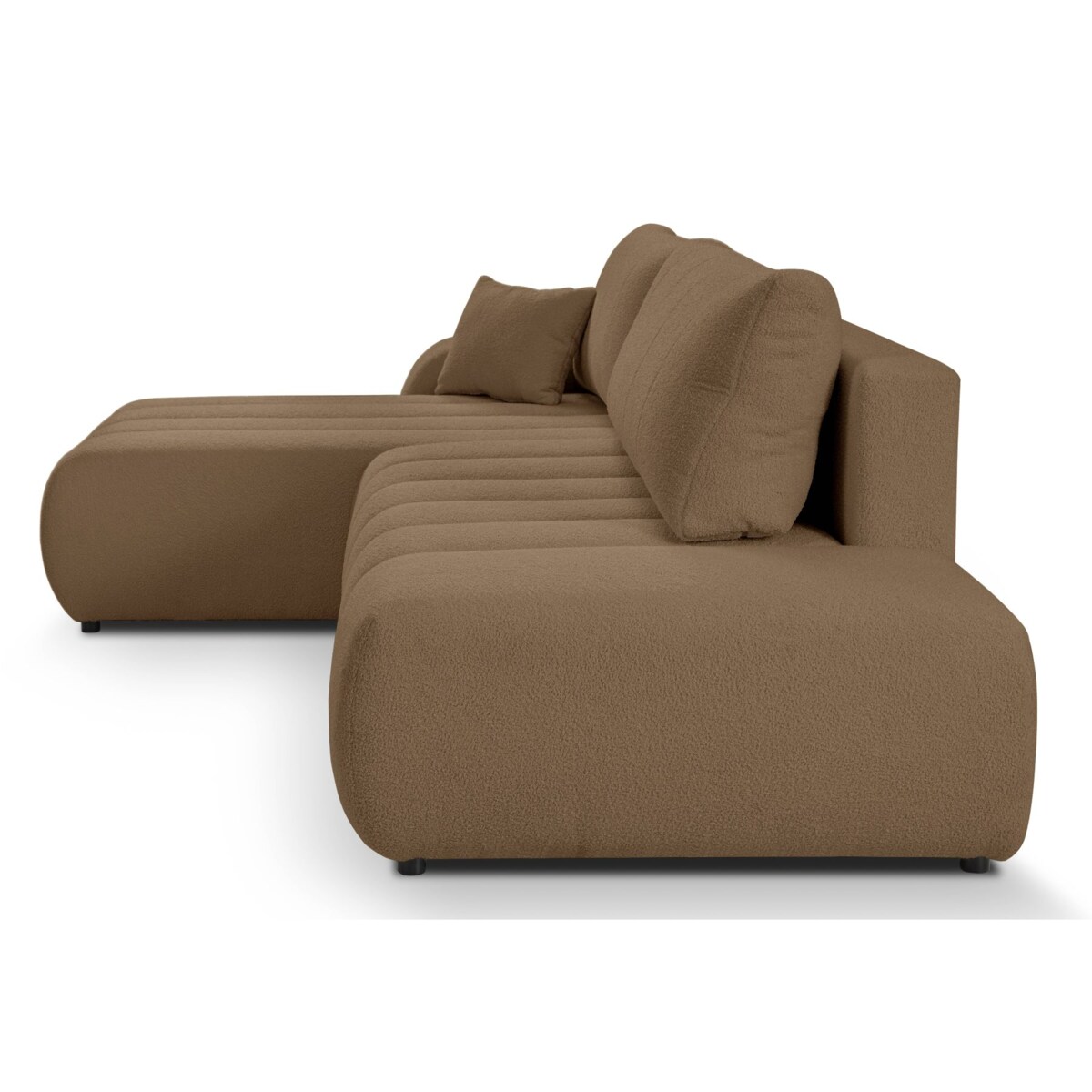 Narożnik z funkcją spania ALOO, lewostronny, tkanina boucle-brązowa