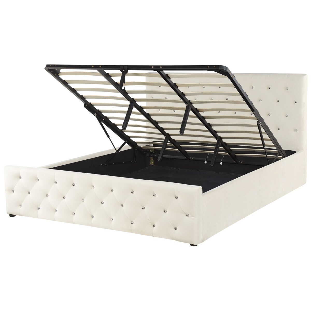 Łóżko z pojemnikiem welurowe 180 x 200 cm beżowe AMIENS