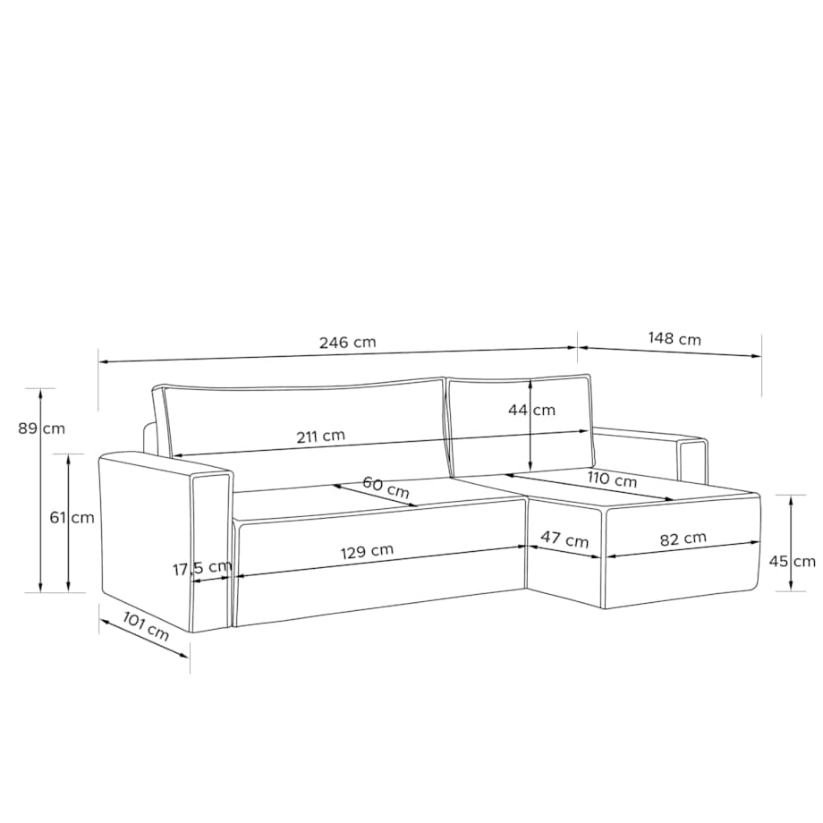 KONSIMO NAPI Duży rozkładany narożnik ze sztruksu w kolorze oliwkowym, prawy/lewy
