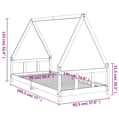 vidaXL Rama łóżka dziecięcego, 90x190 cm, lite drewno sosnowe