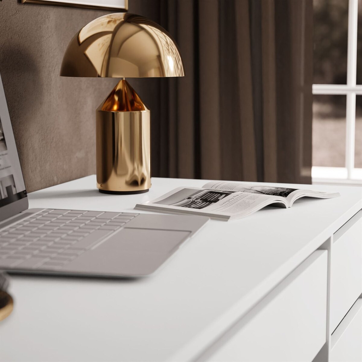 Biurko MADA z szufladami biały mat