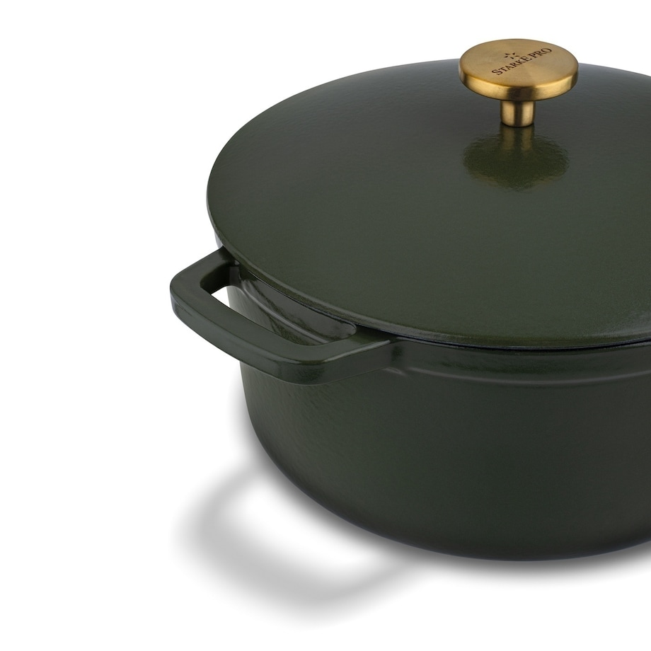 Gęsiarka żeliwna emaliowana brytfanna garnek 5 L okrągła ZIELONA na święta