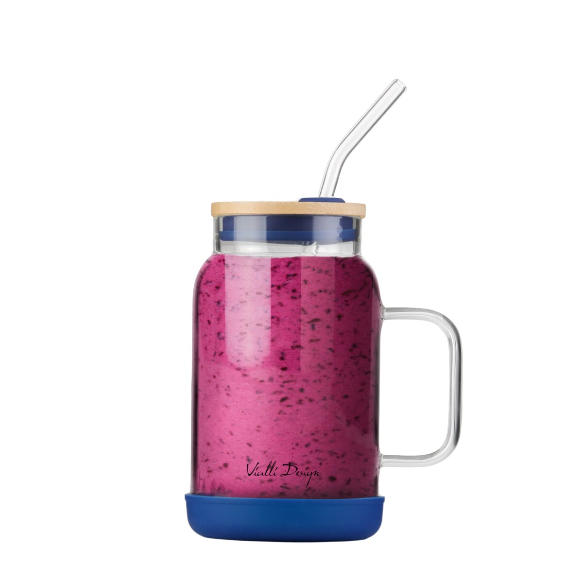 Słoik ze słomką 600 ml granatowy Fuori 29811