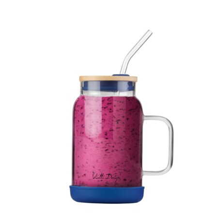 Słoik ze słomką 600 ml granatowy Fuori 29811