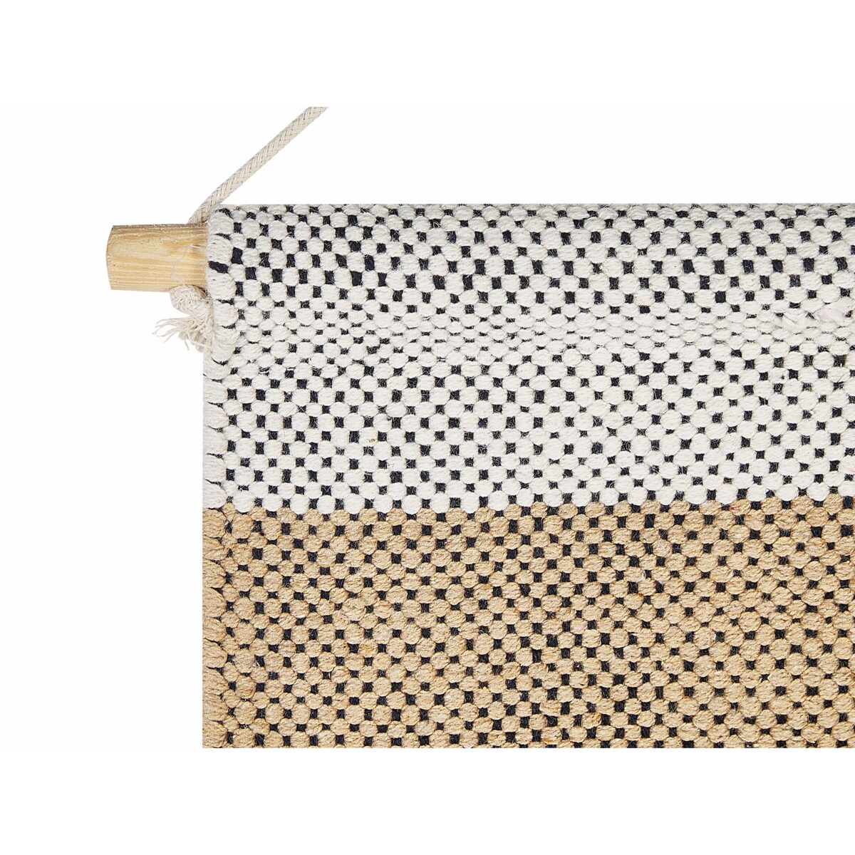 Dekoracja ścienna z frędzlami bawełniana beżowo-czarna HANGU