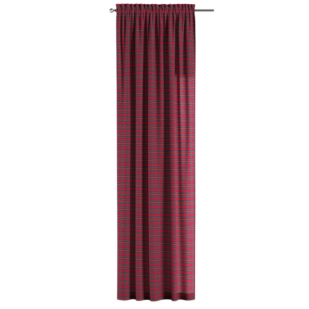 Zasłona na kanale z grzywką 1 szt. 130x260 czerwona kratka