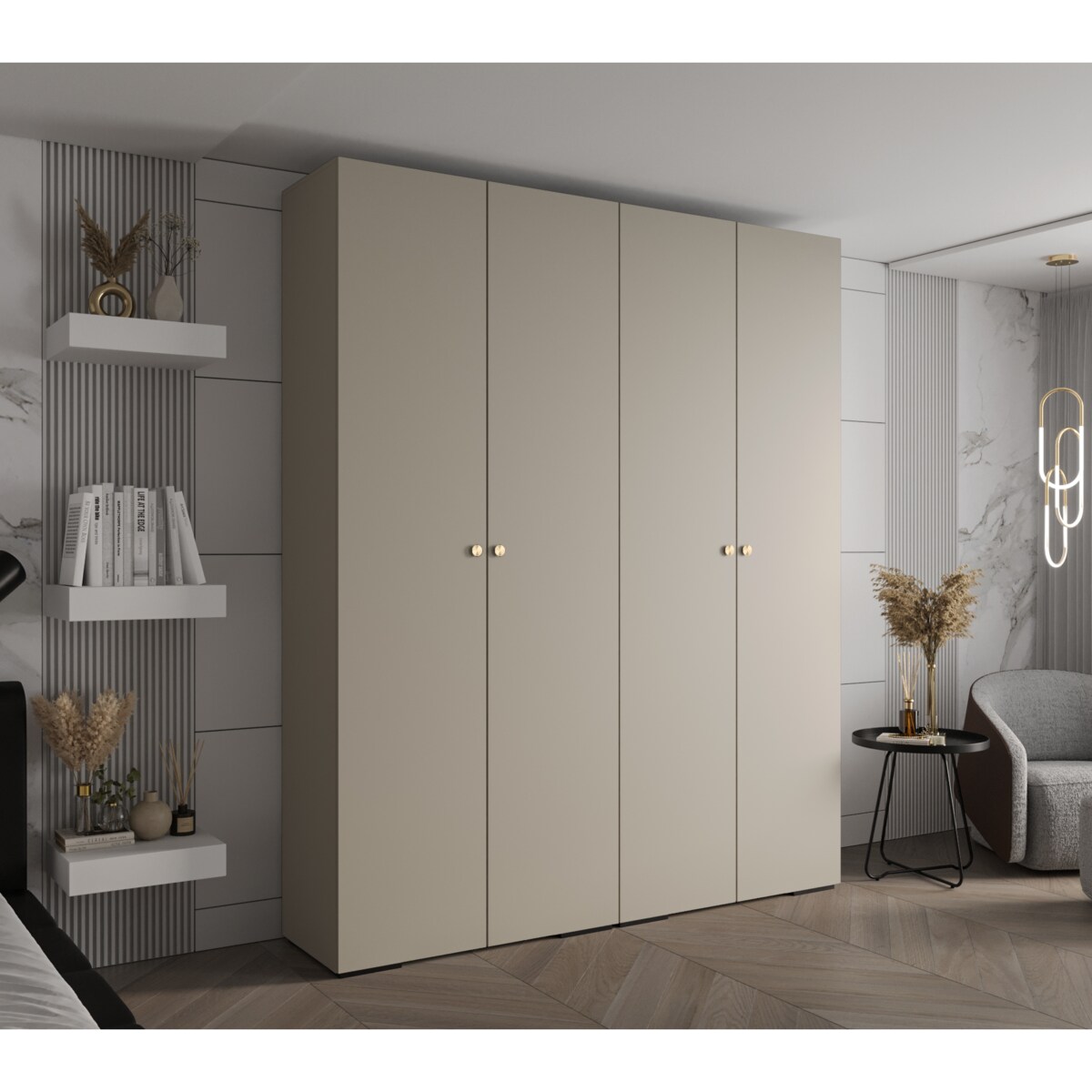 Szafa ubraniowa Garderoba INOVA 2 2SZ Kaszmir+Złoty