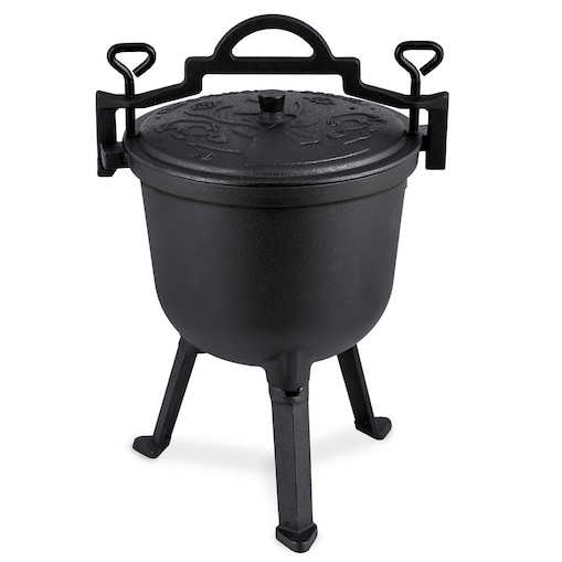 Kociołek żeliwny 8L Berdsen BD-482 garnek myśliwski pieczonka na ognisko grill + przepisy