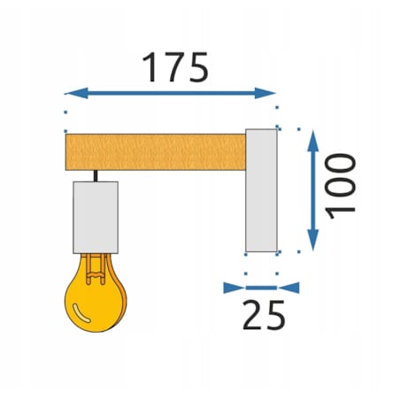 Lampa Kinkiet Ścienny Metalowy Z Drewnem Loft Line