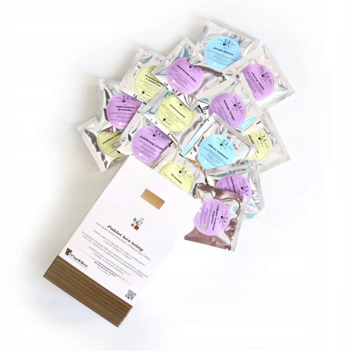 ZESTAW HERBAT "PAKIET BEZ TEINY" DLA CIĘŻARNEJ KOBIETY - MIX 14 HERBAT SYPANYCH BEZ TEINY I KOFEINY W SASZETKACH PO 5 GRAM NA PREZENT UPOMINEK DLA NIEJ