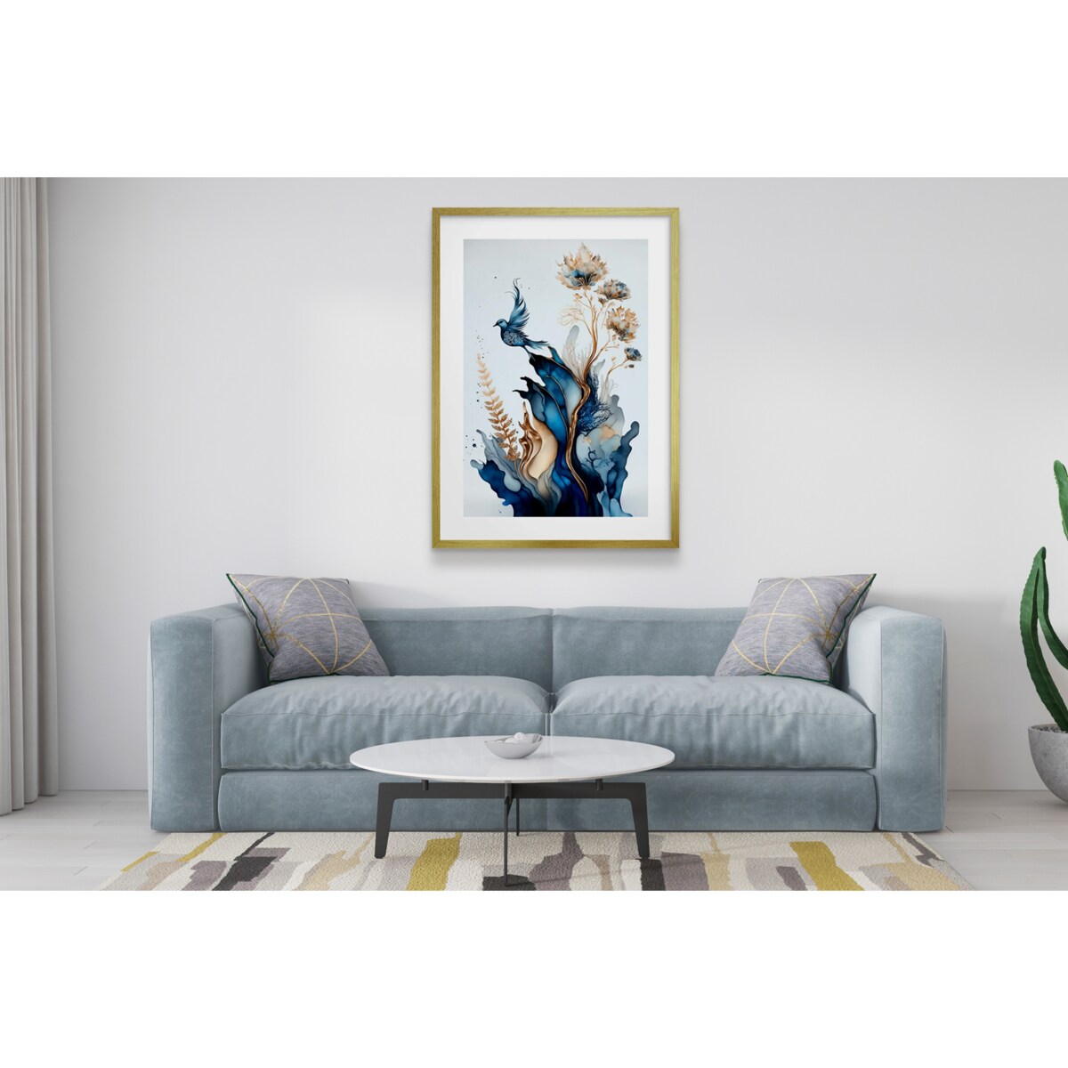 Elegancki Obraz Plakat ścienny Granatowo Złota dekoracja na ścianę Glamour