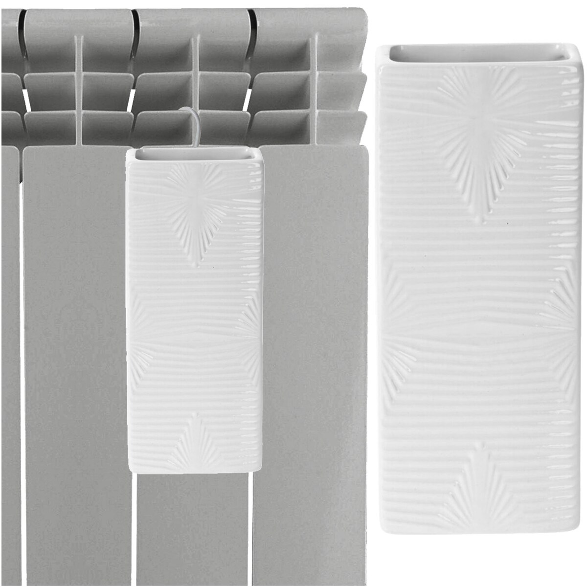 Nawilżacz Powietrza Na Kaloryfer Grzejnik Pojemnik Kwiaty Biały Paski Poziome