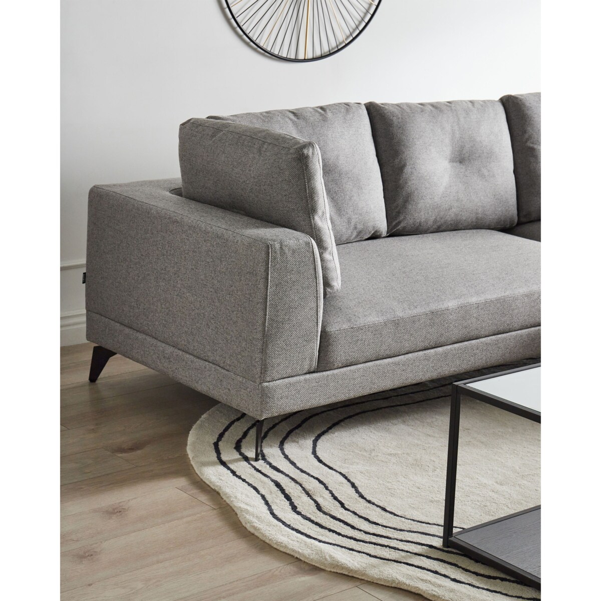 Narożnik dla 3 osób MARUM Len syntetyczny Szary Lewostronny