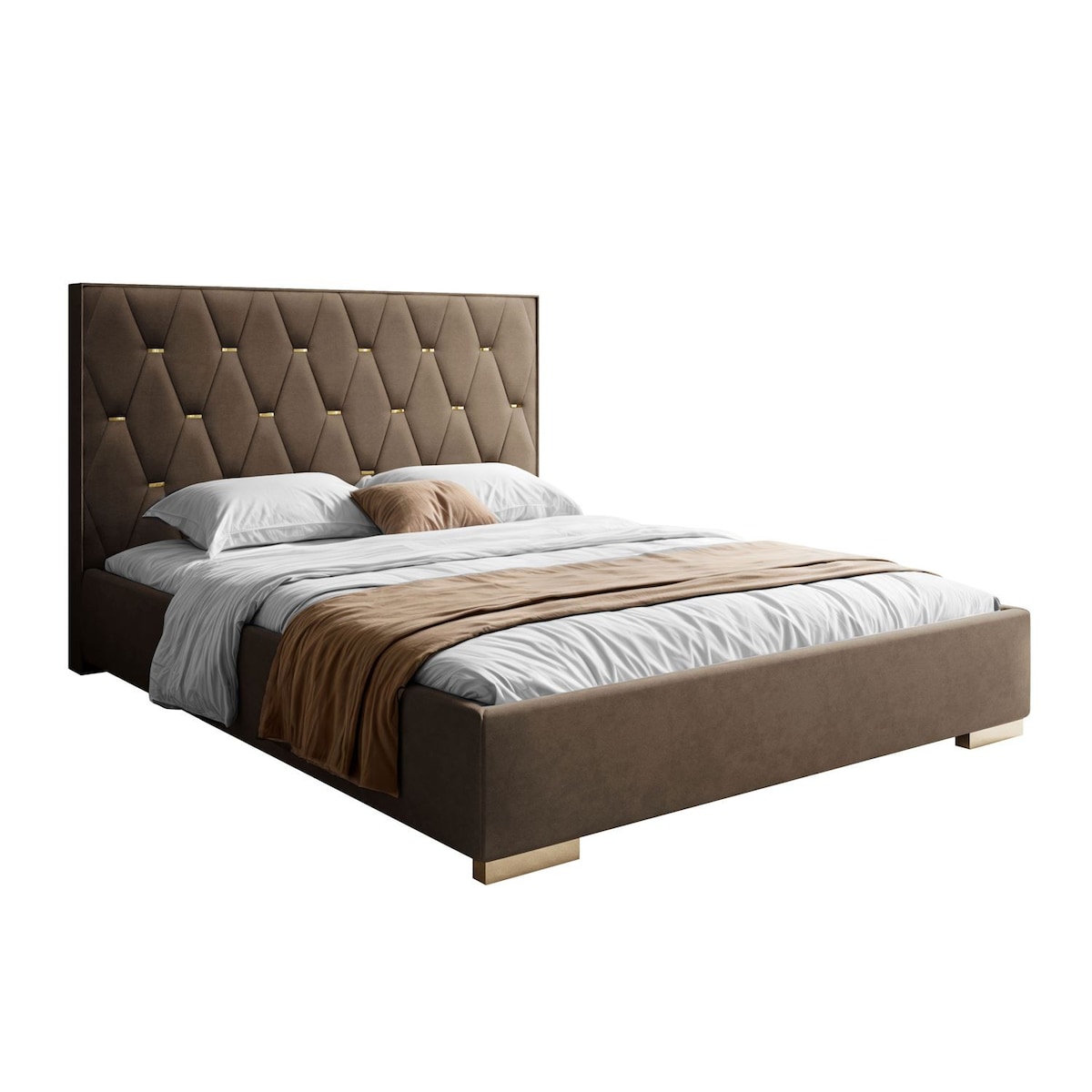 Łóżko tapicerowane IZOLDA z wysokim zagłówkiem, selaż 34, 160x200, Royal Velvet 196