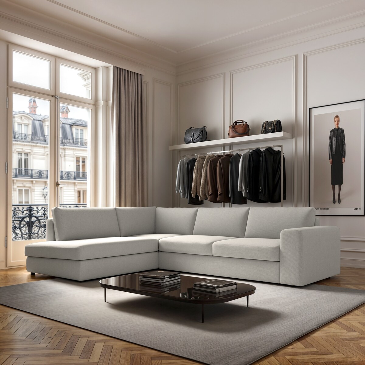 Sofa narożna lewa Baga kremowa