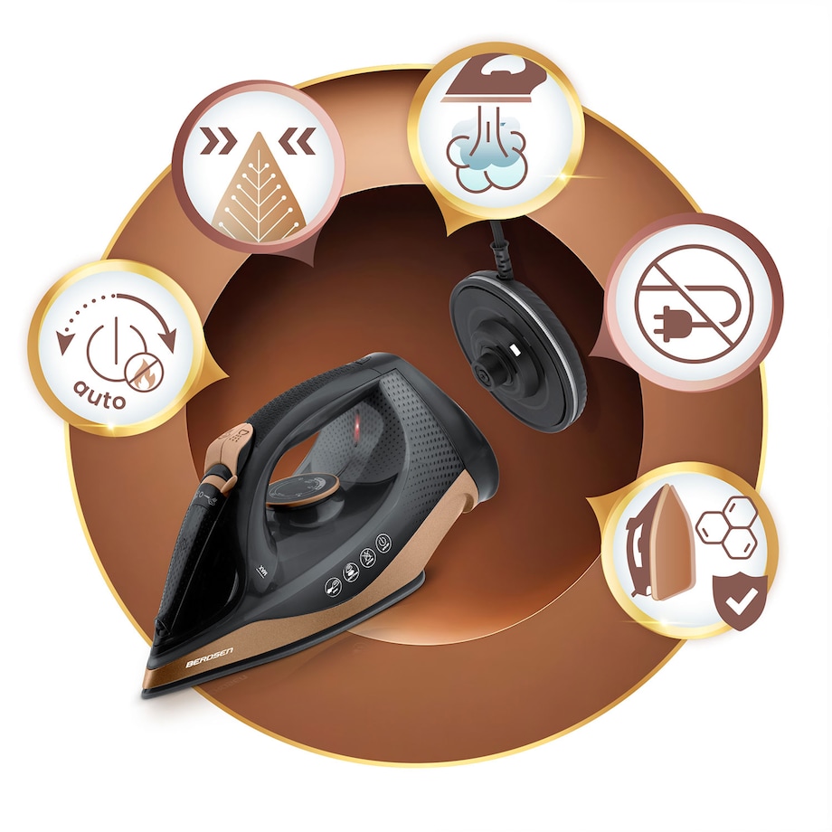 Żelazko bezprzewodowe parowe 2600W ceramiczna powłoka Berdsen 333300