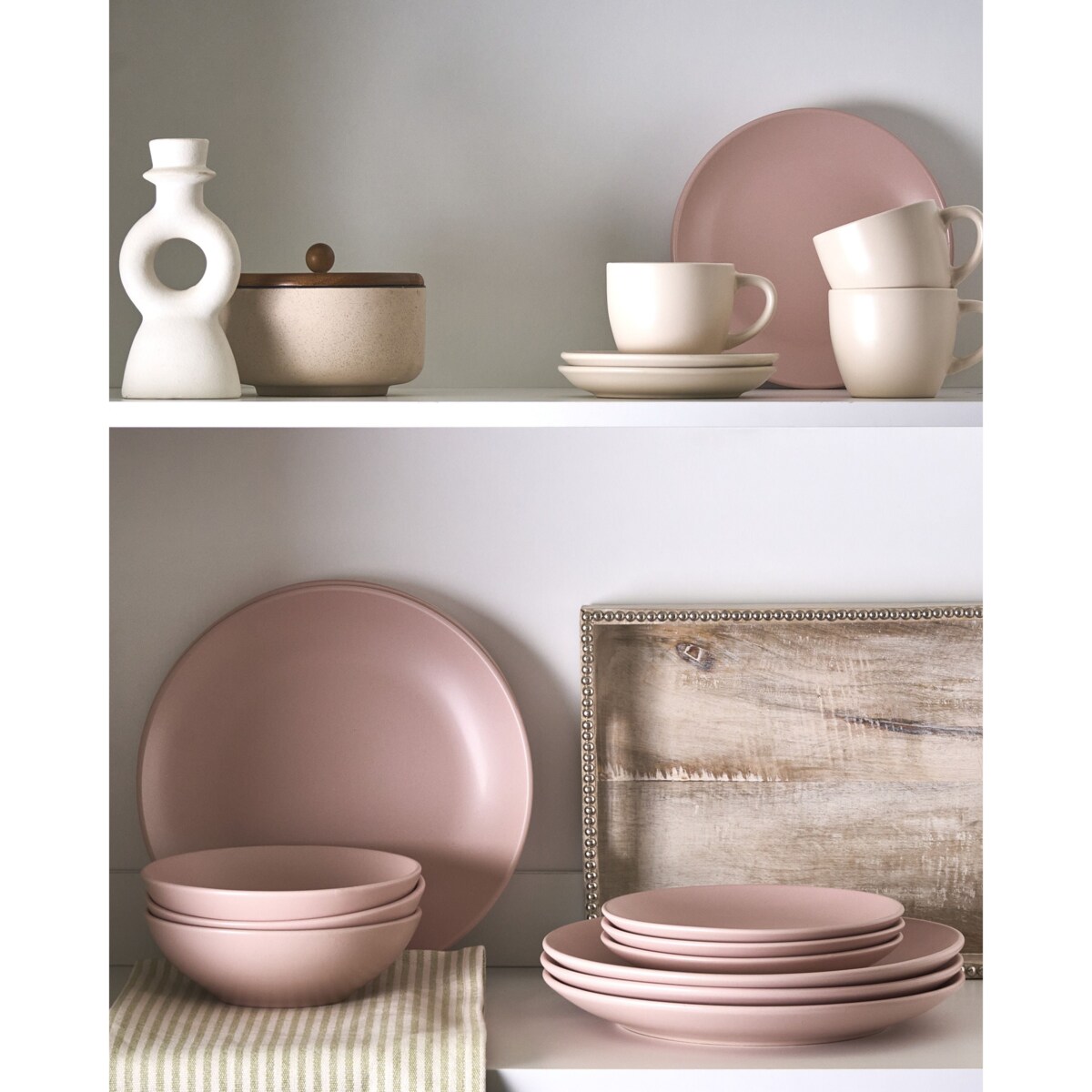 Zastawa stołowa 18-częściowa VIVANI Kamionka Różowy