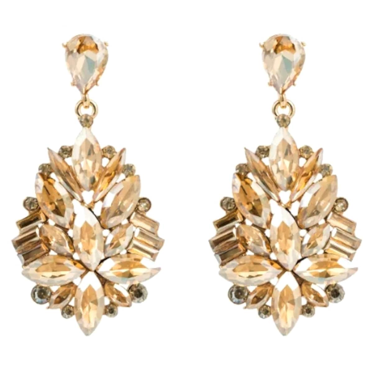 Kolczyki złote szampańskie wiszące efektowne