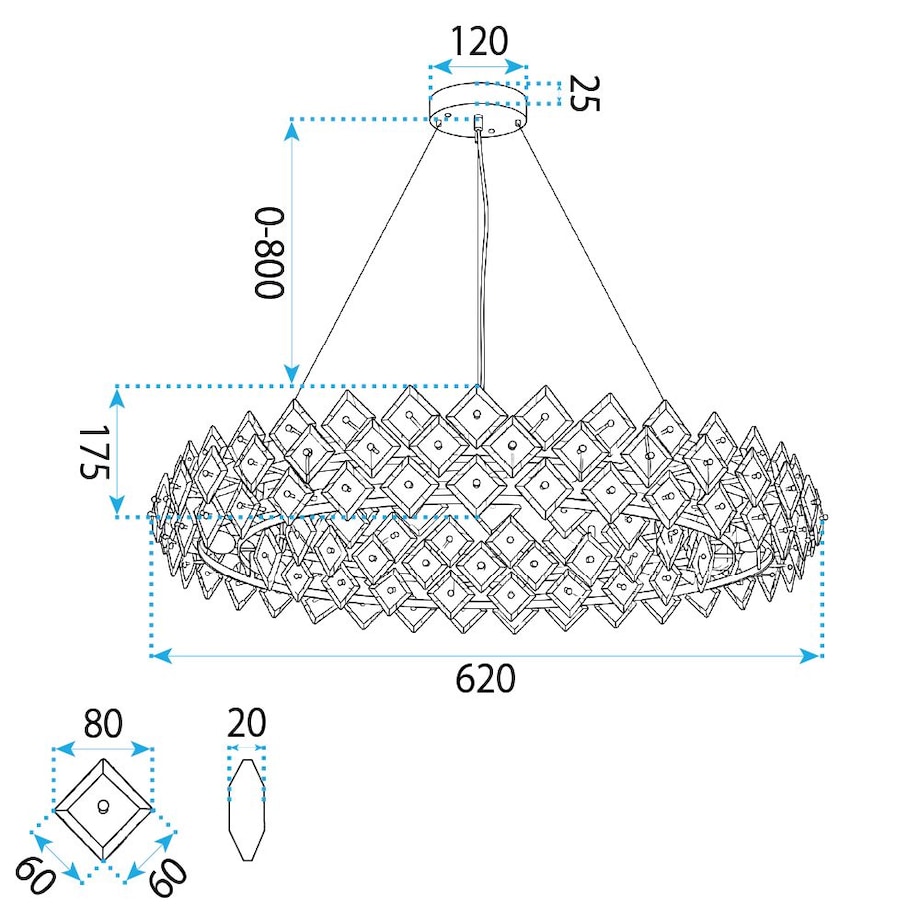 Lampa Sufitowa Wisząca Swe094-Cp 60Cm Złoty, Szkło, Metal