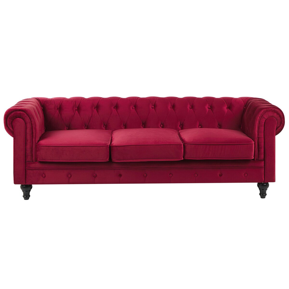 Komplet wypoczynkowy welurowy 4-osobowy czerwony CHESTERFIELD