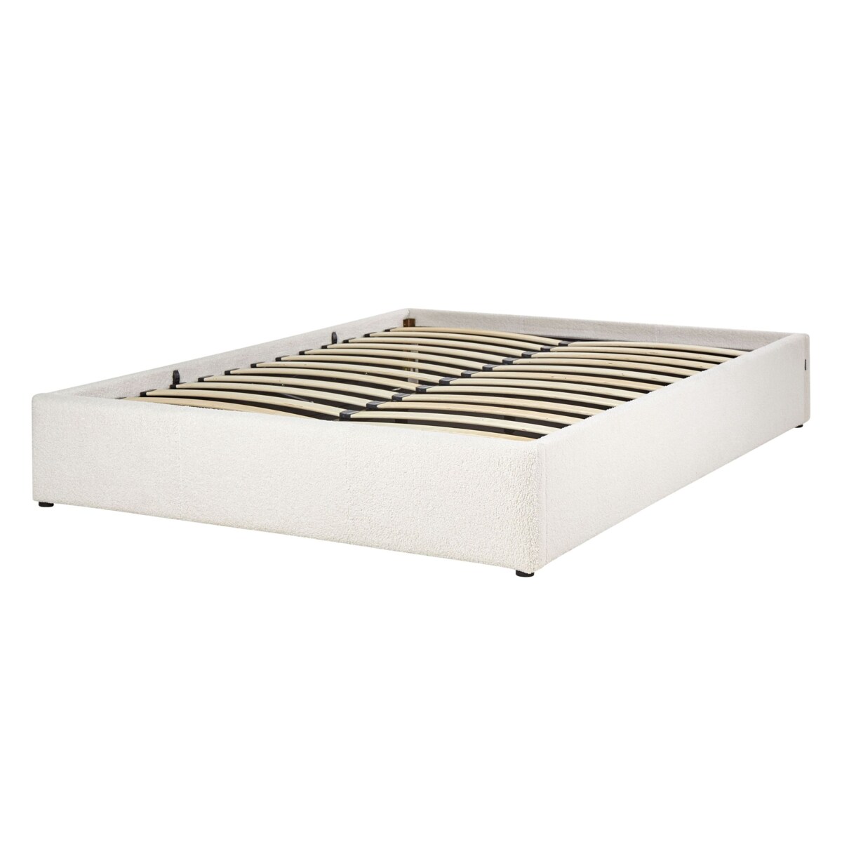 Łóżko z pojemnikiem boucle 140 x 200 cm złamana biel DINAN