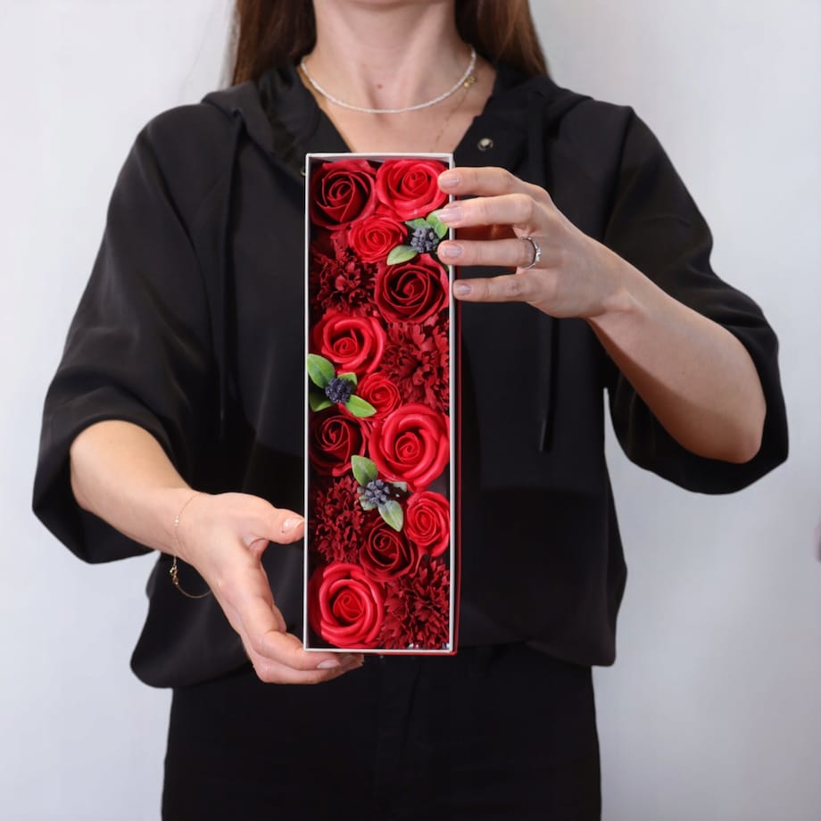 DZIEŃ MAMY Mydlany Bukiet Kwiatowy BOX pudełko długie urodziny prezent