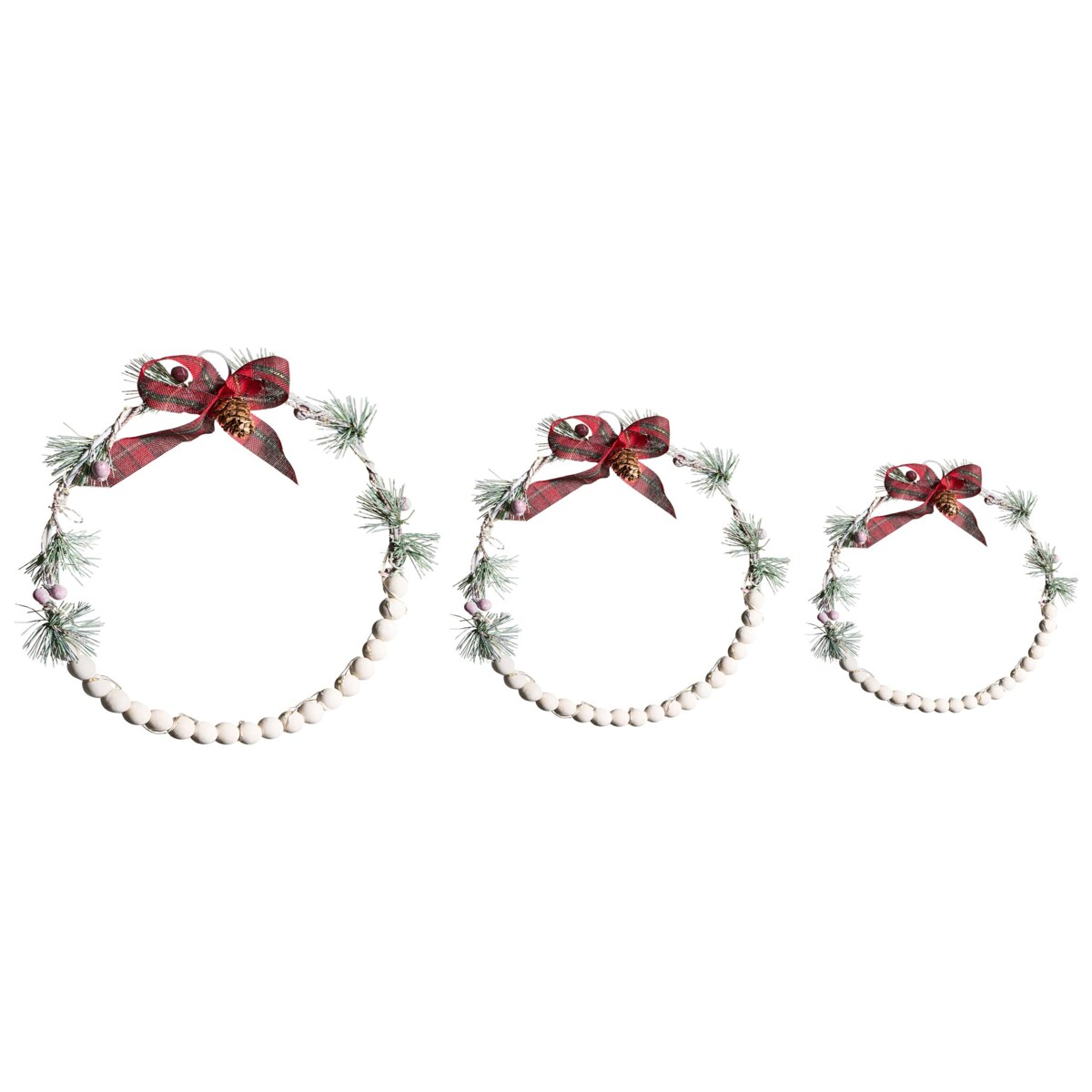 Zestaw 3 dekoracji wiszących LED KEITELE Wianek 25/30/35 cm Biały