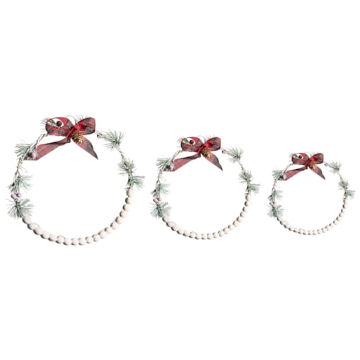 Zestaw 3 dekoracji wiszących LED KEITELE Wianek 25/30/35 cm Biały