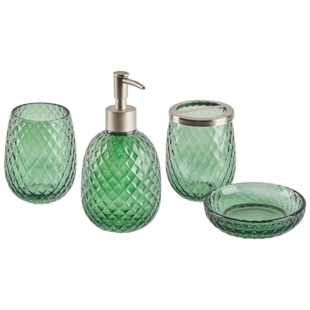 4-częściowy zestaw akcesoriów łazienkowych szklany zielony CANOA