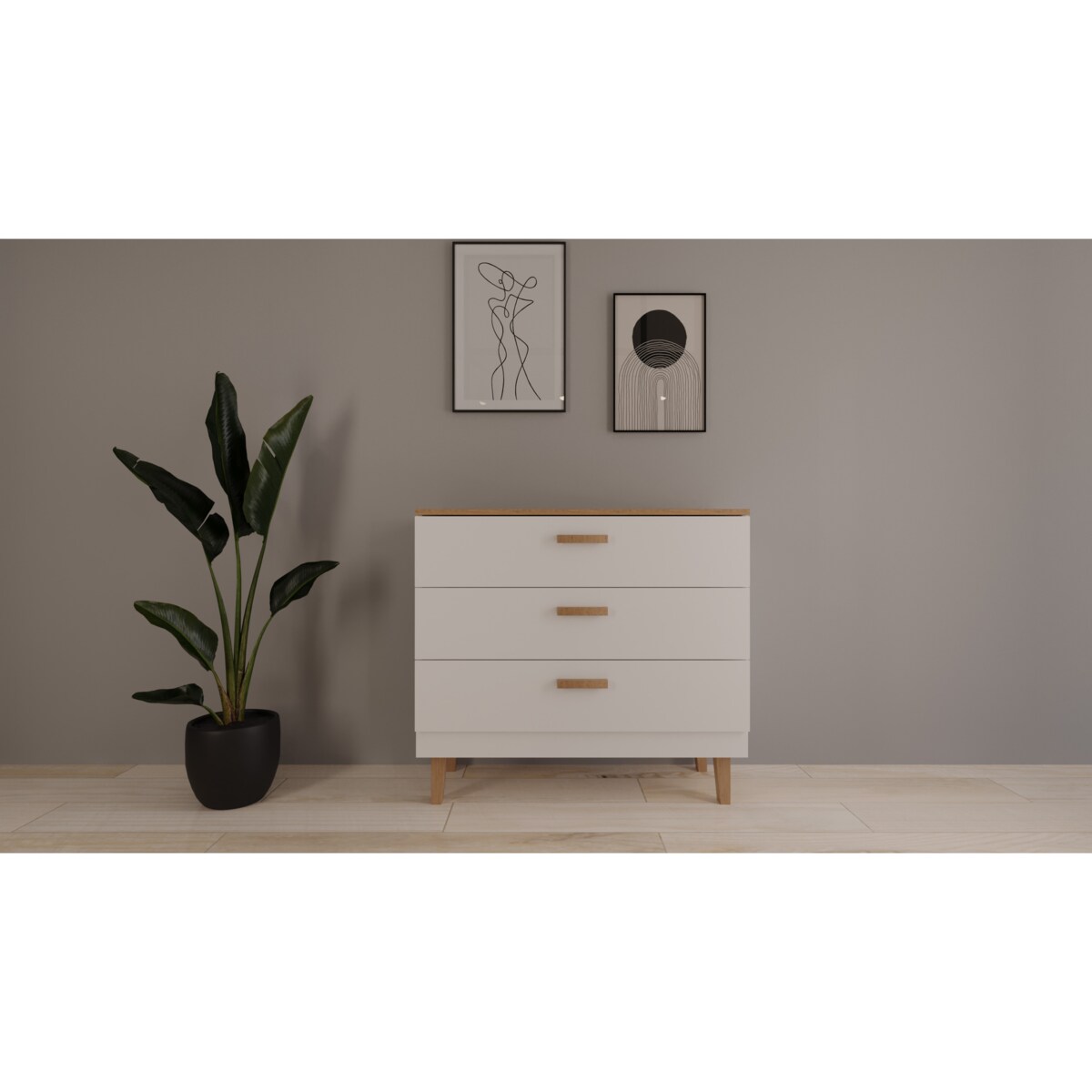 Komoda Denver biały & hikora