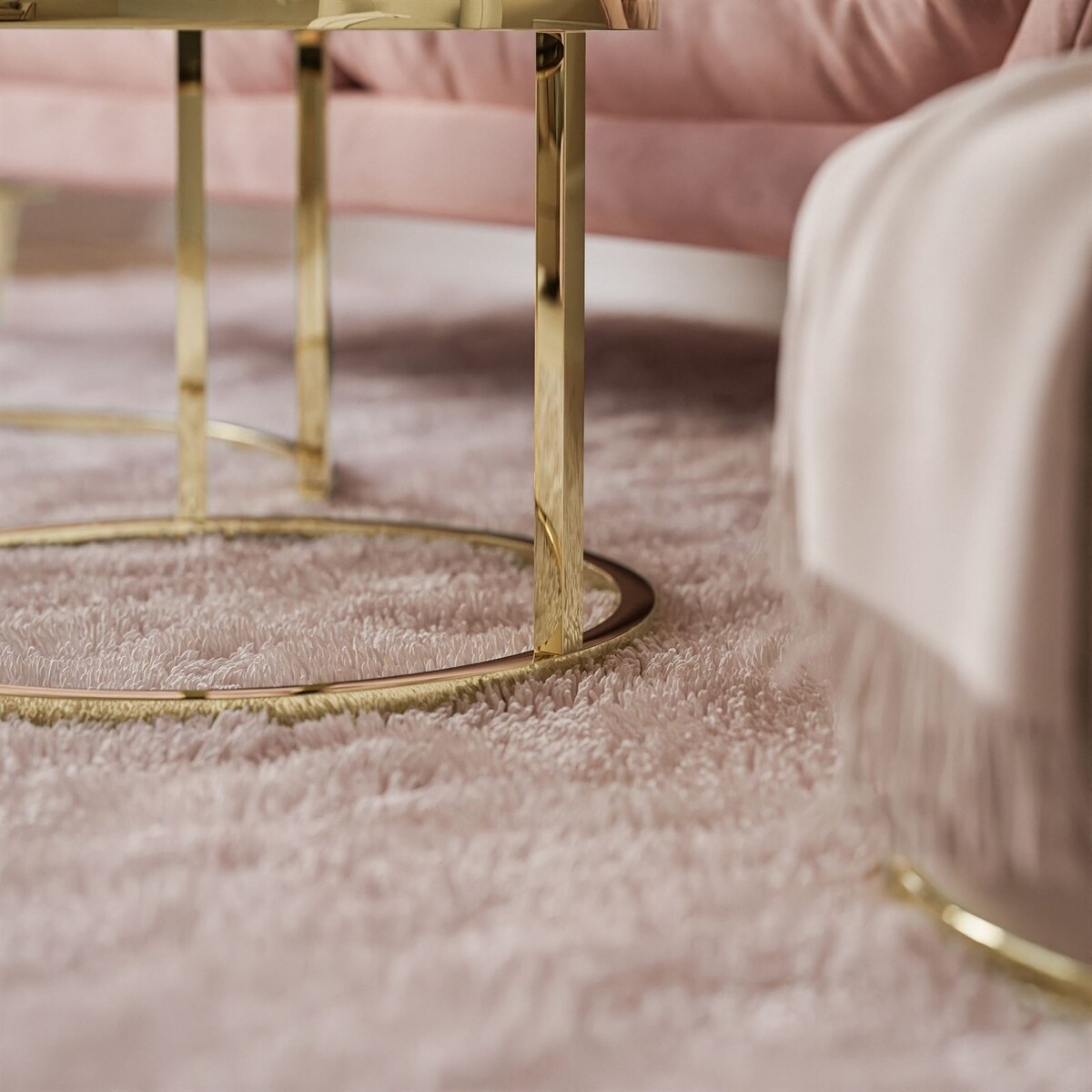 Okrągła ława CIRI 2w1 złoty chrom czarne szkło