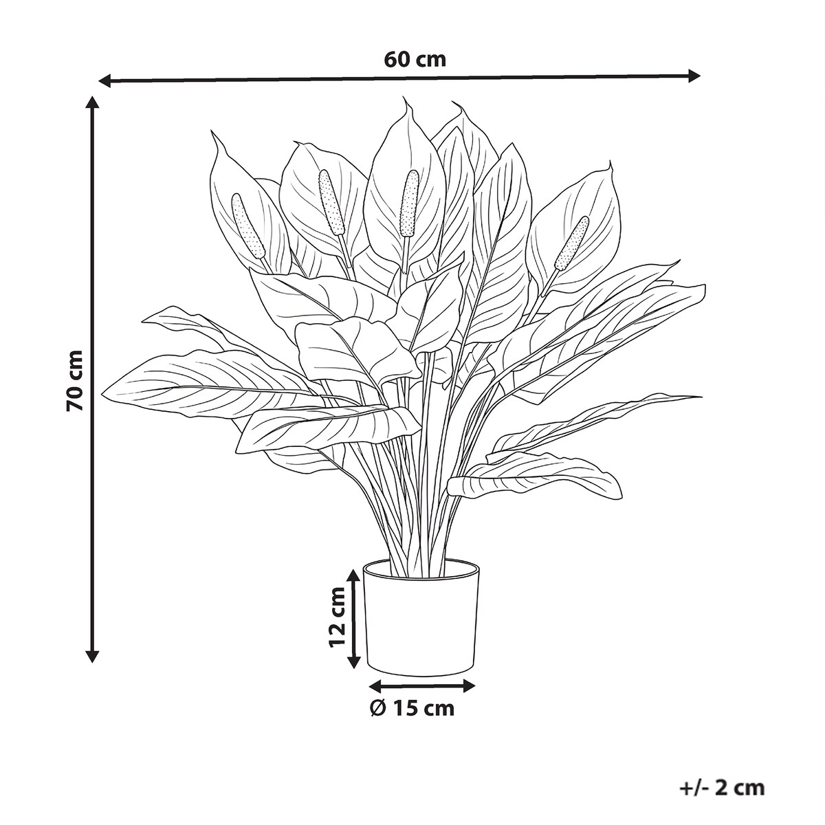 Sztuczna roślina SPATHPHYLLUM 70 cm Zielony