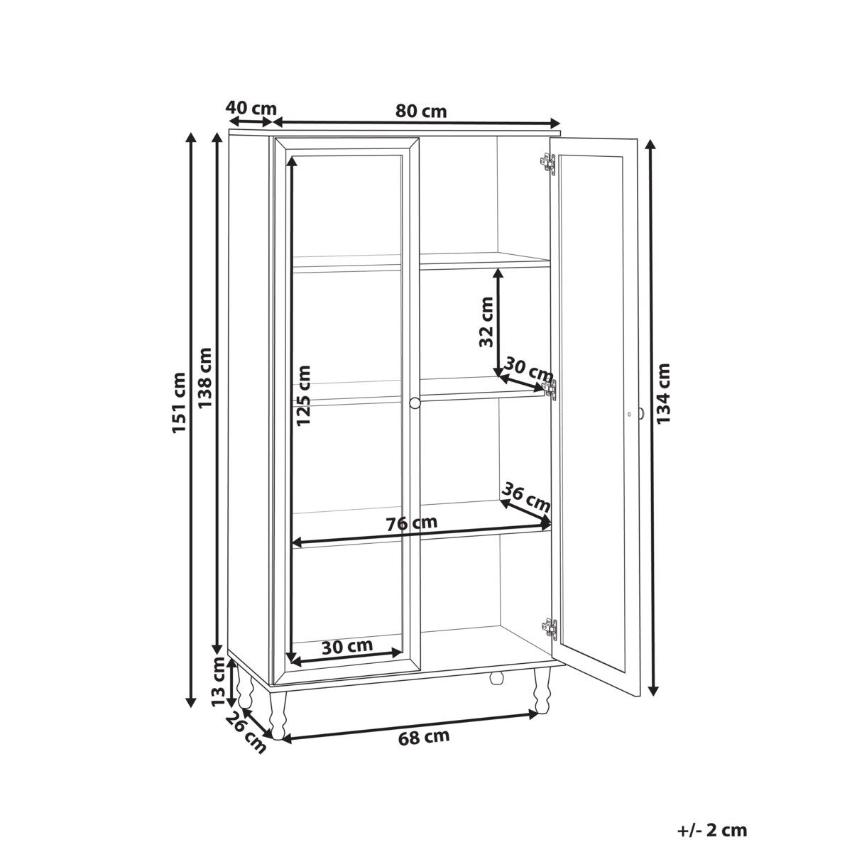 Witryna TINGLEDALE 80 cm Czarny