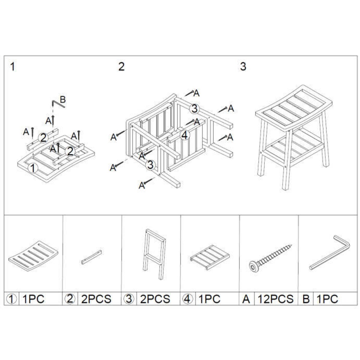 Stołek łazienkowy BAMBOO z półeczką na akcesoria