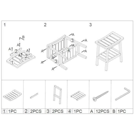 Stołek łazienkowy BAMBOO z półeczką na akcesoria