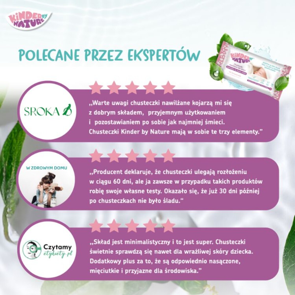 Chusteczki nawilżane dla noworodków i dzieci 6 opakowań (336 szt.) Kinder by Nature