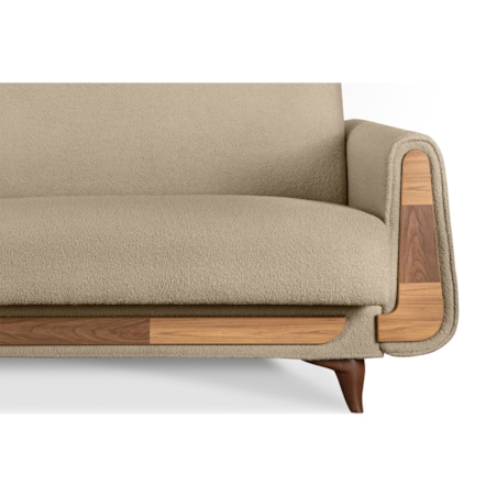 KONSIMO GUSTAVO Sofa trzyosobowa wykonana z beżowej tkaniny boucle