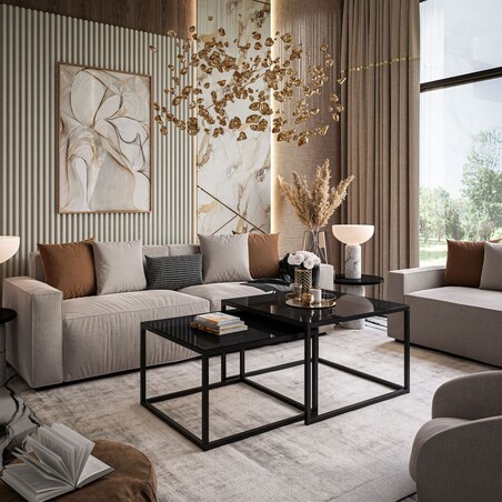 Okrągły kawowy YOSHI 2w1 czarne szkło 35/41 cm