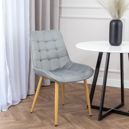 Krzesło tapicerowane do salonu jadalni pikowane welurowe szare