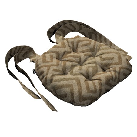 Poduszka na krzesło Marcin, kawowe wzory na beżowym tle, 40 x 37 x 8 cm, Cosy Home