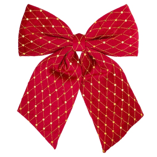 Dekoracja - kokarda kpl. 4 szt. 37x34x3,5 cm REPETON czerwona z cekinami