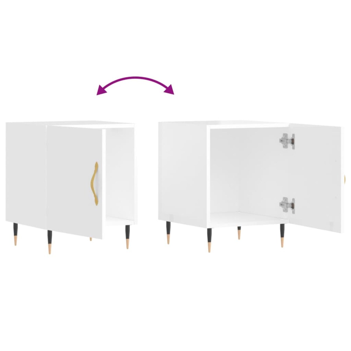 vidaXL Szafki nocne, 2 szt., białe z połyskiem, 40x40x50 cm