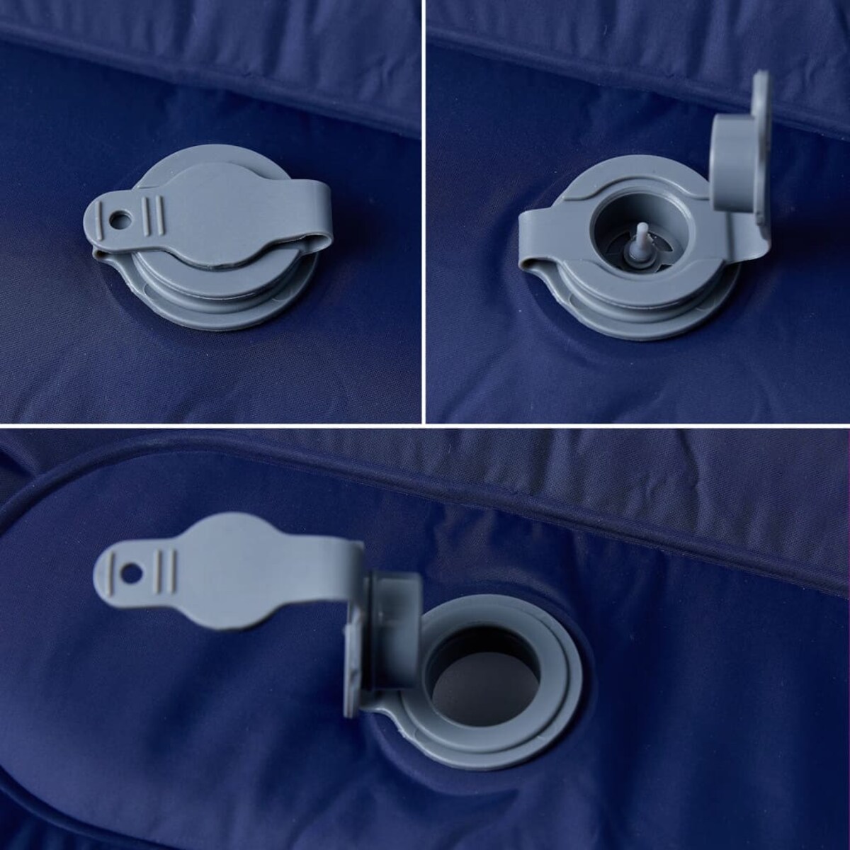 vidaXL Materac samopompujący z poduszką, 1-osobowy, granatowy