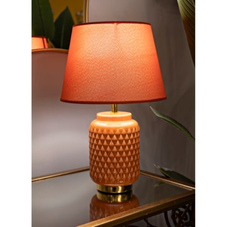 Lampa stołowa, kolor pomarańczowy, ceramika, żelazo i tkanina, 28 x 28 x 44 cm, kształt kwadratowy, 1 x E27, do salonu i sypialni, Mauro Ferretti