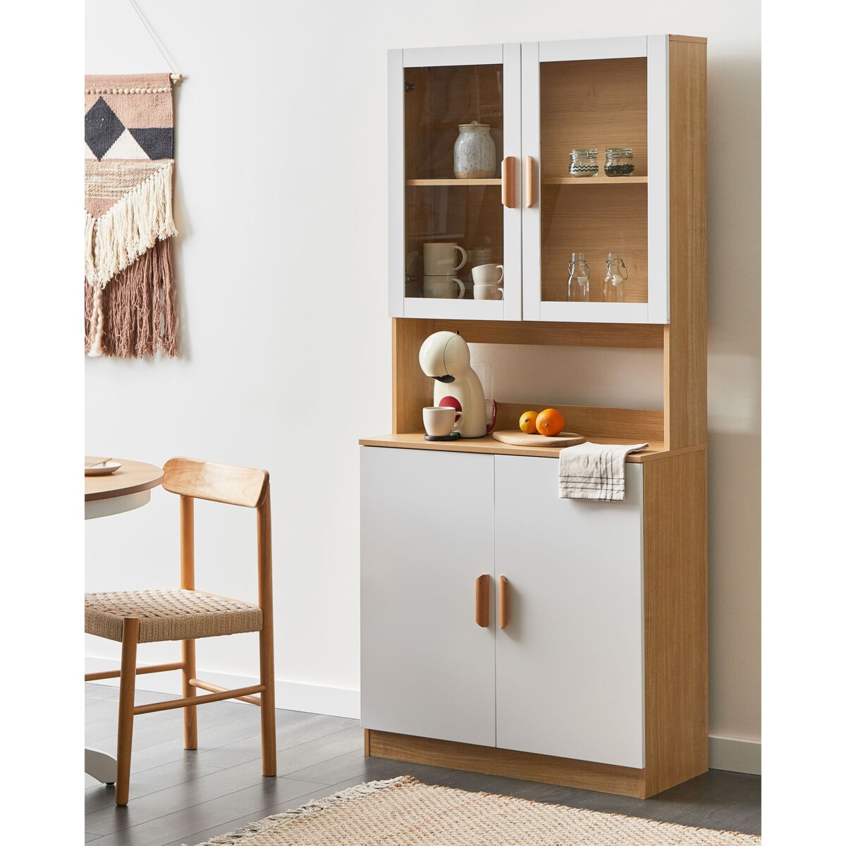 Witryna ze szklaną gablotą CYGNET 80 cm Biały