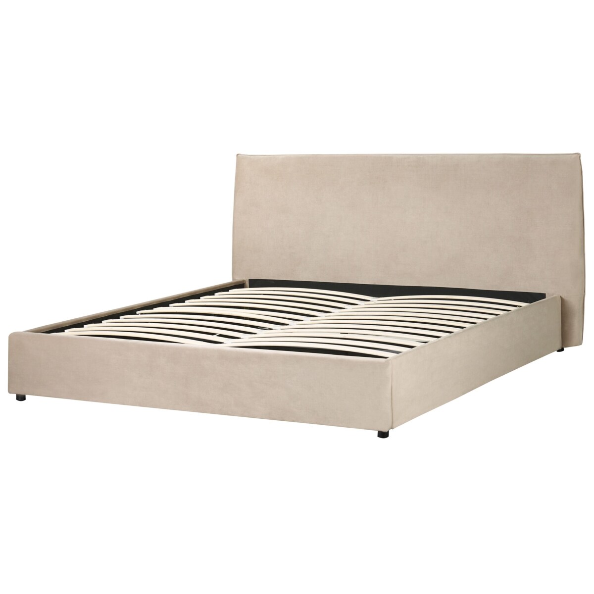 Łóżko z pojemnikiem Welur LAVAUR 180 x 200 cm Beżowoszary