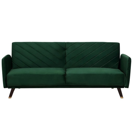 Sofa rozkładana welurowa zielona SENJA