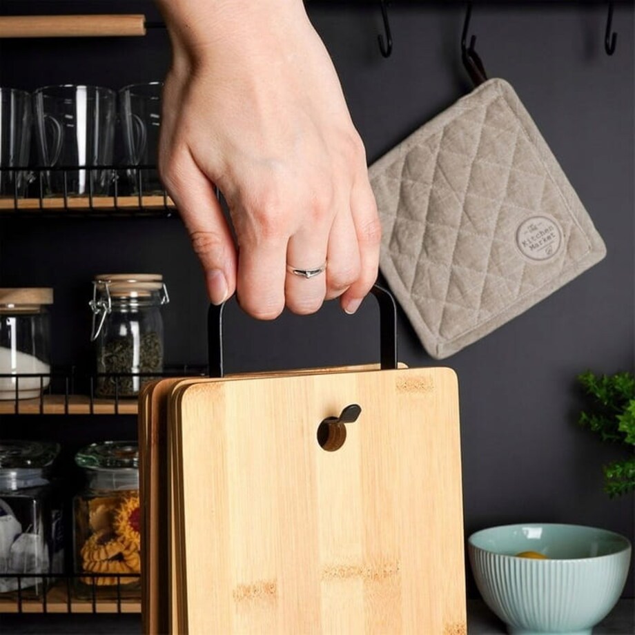 6x Deski ŚNIADANIOWE małe deski do podawania krojenia bambusowe na stojaku